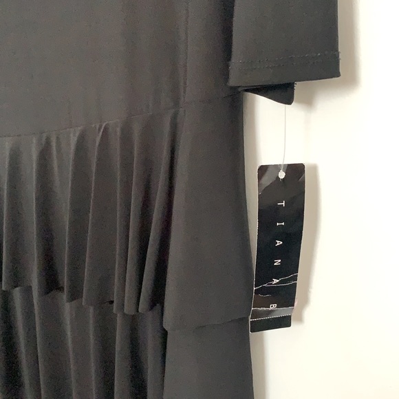 New Tiana B. Dress Black Tiered 3/4 Sleeves - Picture 3 of 5